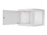 LANBERG Wall mount cabinet 19inch 9U 600x600 steel doors grey flat pack