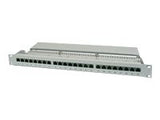 DIGITUS Patch Panel 19inch 24Port Cat5e STP shielded grey RAL7035 cableinstallation about LSA