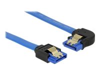 DELOCK Cable SATA 6 Gb/s receptacle straight > SATA receptacle left angled 20cm blue with gold clips