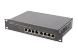 Digitus 8-port Gigabit Ethernet PoE switch DN-95317 10/100/1000 Mbps (RJ-45), Unmanaged, Rack mountable, Power supply type Internal, Ethernet LAN (RJ-45) ports 8