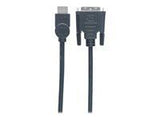 MANHATTAN HDMI Cable HDMI to DVI-D 24+1 3m 10ft HDMI Male to DVI Male Dual Link Black