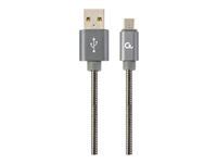 GEMBIRD CC-USB2S-AMmBM-2M-BG Gembird Premium spiral metal Micro-USB charging and data cable,2m,metallic-grey