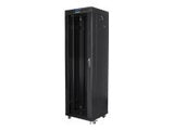 LANBERG free standing rack 19inch cabinet 42U 600x600 glass door LCD flat pack black