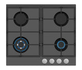 Simfer Hob H6 403 TGWSC Gas on glass, Number of burners/cooking zones 4, Mechanical, Silver