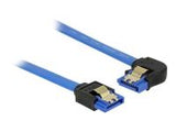 DELOCK Cable SATA 6 Gb/s receptacle straight > SATA receptacle left angled 50cm blue with gold clips