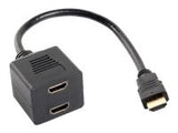 LANBERG AD-0019-BK adapter HDMI-AM->HDMI-AF x2 splitter 20cm