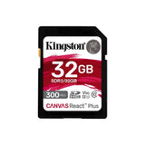 KINGSTON 32GB Canvas React Plus SDHC UHS-II 300R/260W U3 V90 for Full HD/4K/8K