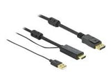 DELOCK HDMI M DisplayPort M 4K cable 1m powered by USB A M black