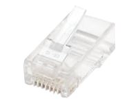 INTELLINET 100-Pack Cat5e RJ45 Plugs UTP 2-prong for stranded wire 15 Mi gold-plated contacts Fits round cable
