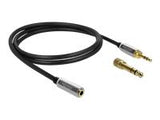 DELOCK Stereo Jack Extension Cable 3.5 mm 3 pin male to female with 6.35 mm screw adapter 1 m