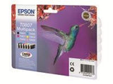 EPSON T0807 ink cartridge black and five colour standard capacity black and colour: 7.4ml 6-pack blister without alarm