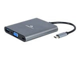 GEMBIRD A-CM-COMBO6-01 Multi Port Adapter USB Type C 6in1 Hub3.1 HDMI VGA PD card reader stereo audio space grey