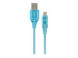 GEMBIRD CC-USB2B-AMmBM-1M-VW Gembird Premium cotton braided Micro-USB charging and data cable,1m,blue/white