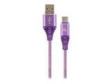 GEMBIRD CC-USB2B-AMCM-1M-PW Gembird Premium cotton braided Type-C USB charging and data cable,1m,purple/whit