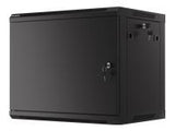 LANBERG Wall mount cabinet 19inch 9U 600x450 steel doors black flat pack