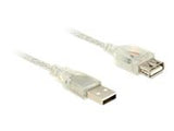 DELOCK Extension cable USB 2.0 Type-A male > USB 2.0 Type-A female 0.5 m transparent