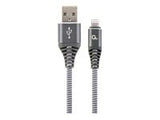 GEMBIRD CC-USB2B-AMLM-2M-WB2 Gembird Premium cotton braided 8-pin charging and data cable, 2m, spacegrey/whit