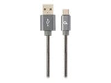 GEMBIRD CC-USB2S-AMCM-2M-BG Gembird Premium spiral metal Type-C USB charging and data cable,2m,metallic-grey