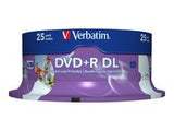 VERBATIM inkjet printable DVD+R 8.5GB 8x 25-pack spindle Dual Layer DataLife Plus, white fullsize surface