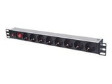 INTELLINET Power Strip 19inch 8-way German layout with Surge Protection 3m Power Cord 1U